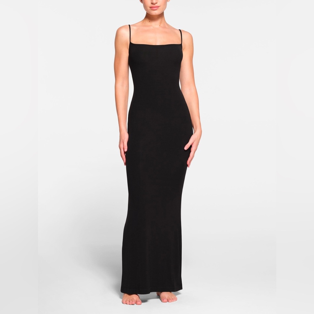 SKIMS Soft Lounge Long Slip Dress, Color:Onyx, Size: 3X